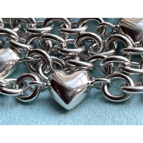 Vintage Tiffany & Co Puffed Heart Multi 5 Strand Chain Toggle Clasp Bracelet - Picture 11 of 13